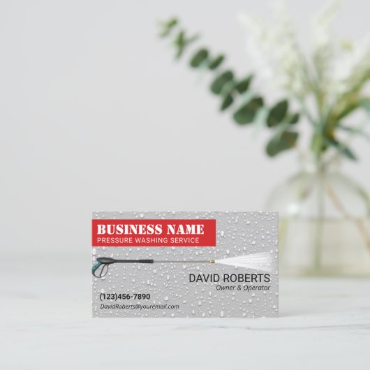 Druk op Rood etiket wassen Professional reinigen Visitekaartje (Staand voorkant)