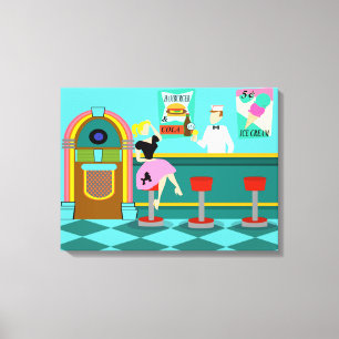 Druk op Soda Fountain Stretched Canvas Afdruk