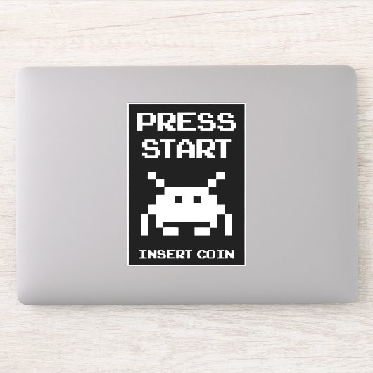 Druk op Start Coin gamer invoegen Sticker (Computer)