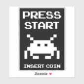 Druk op Start Coin gamer invoegen Sticker (Vel)