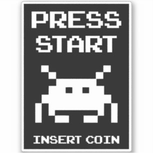Druk op Start Coin gamer invoegen Sticker