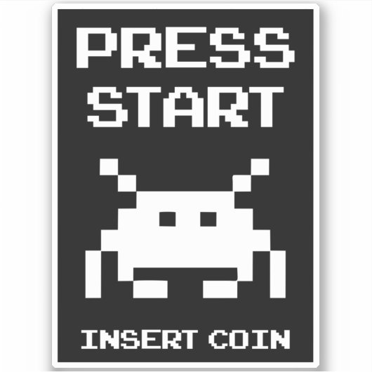 Druk op Start Coin gamer invoegen Sticker (Voorkant)