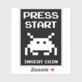 Druk op Start Coin gamer invoegen Sticker (Vel)