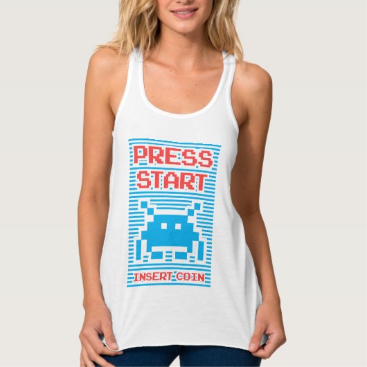 Druk op Start, Insert Coin, arcade, geek, gamer, Tanktop (Voorkant)