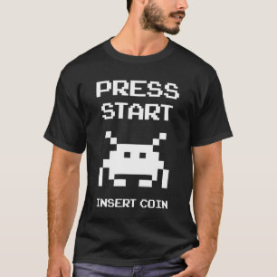 Druk op Start Insert Coin retro gamer T-shirt