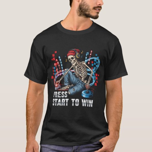 Druk op Start om een Skeleton Gamer T-shirt te win (Voorkant)