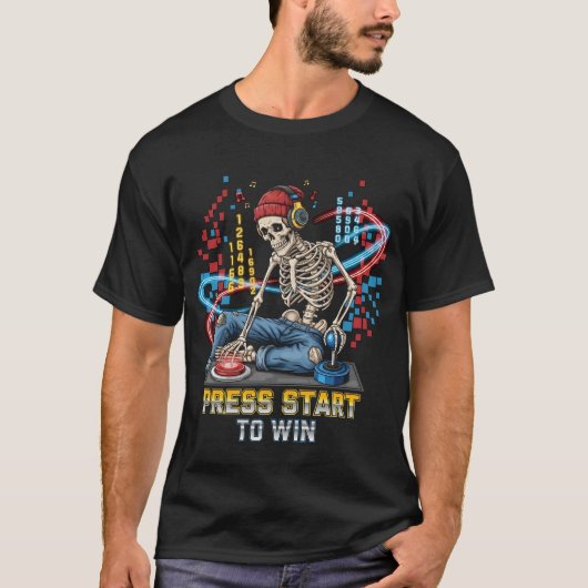 Druk op Start om een Skeleton Gamer T-shirt te win (Voorkant)