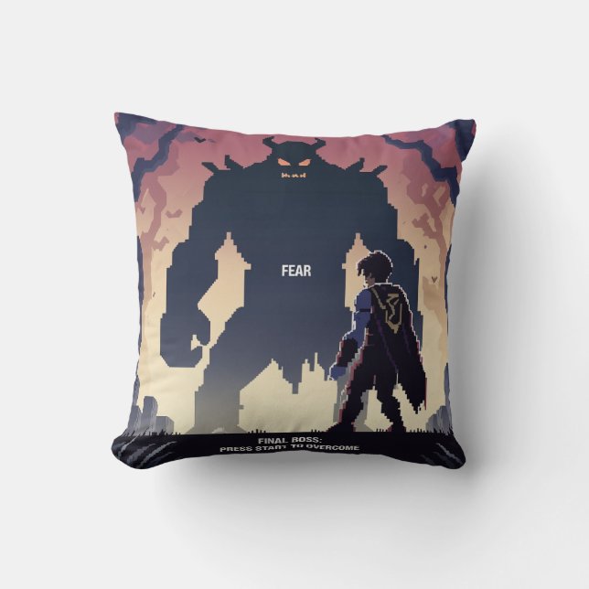 Druk op Start om te overwinnen Kussen (Voorkant)