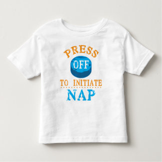 Druk op Uit Button om Nap te starten Kinder Shirts