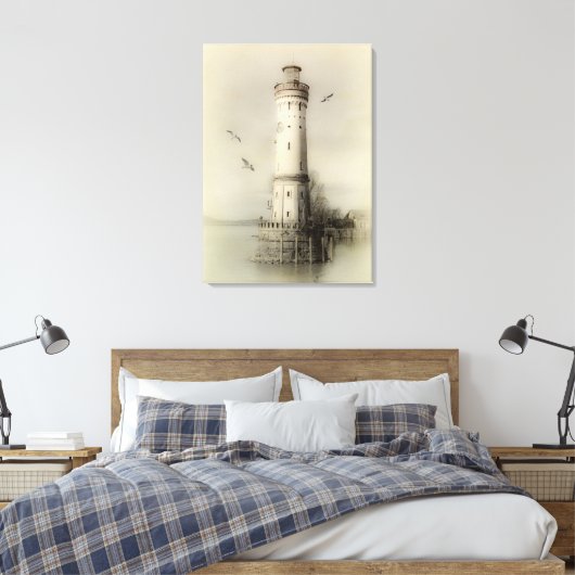 druk op vuurtoren canvas afdruk (Insitu (Slaapkamer))