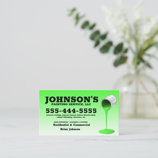 Druk op wassen en verven met details visitekaartje (Staand voorkant)