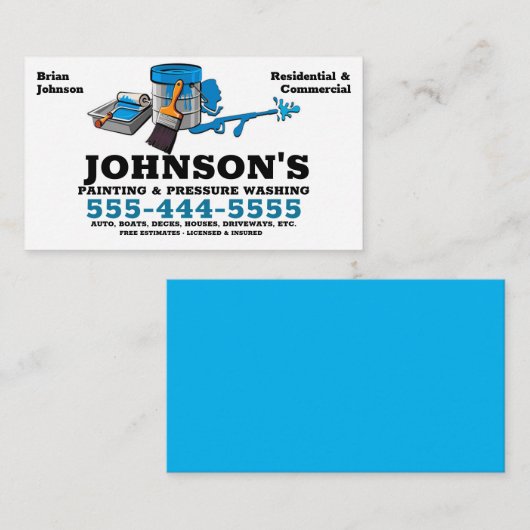 Druk op wassen en verven met details visitekaartje (Voorkant / Achterkant)