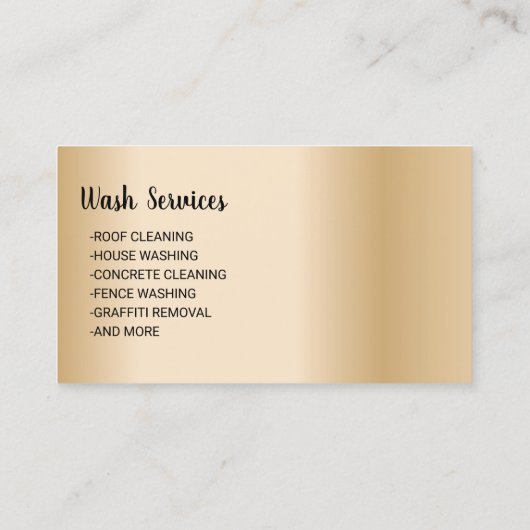 Druk op wassen Moderne Gold Power Wash-reiniging Visitekaartje (Achterkant)