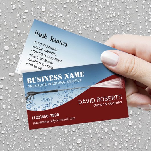 Druk op wassen Moderne reiniging van de rode stroo Visitekaartje