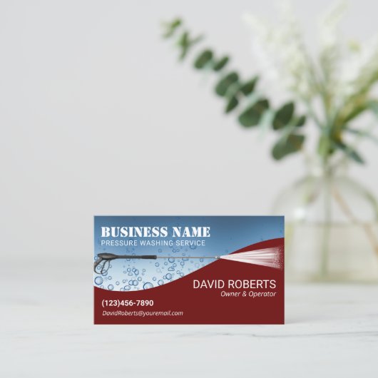 Druk op wassen Moderne reiniging van de rode stroo Visitekaartje (Staand voorkant)