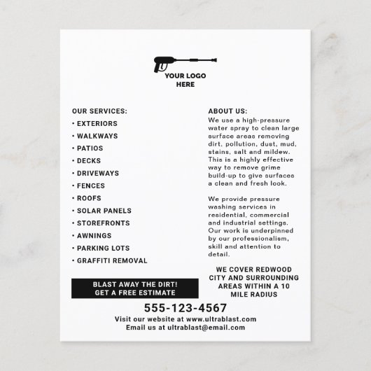 Druk op Wassen Voeg uw Logo toe Flyer (Voorkant)