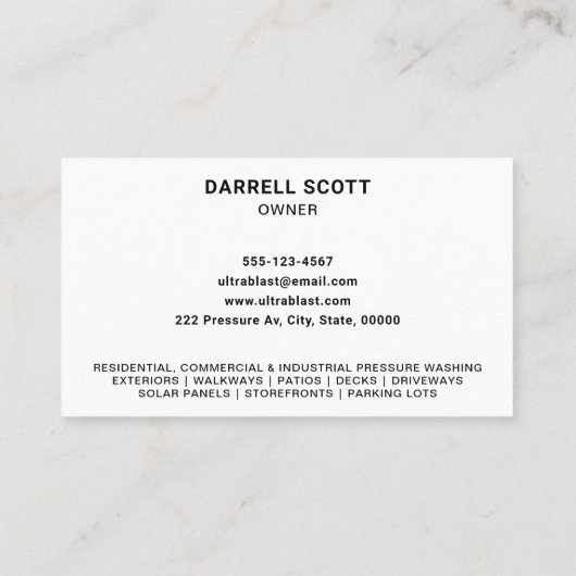 Druk op Wassen Voeg uw Logo toe Visitekaartje (Achterkant)