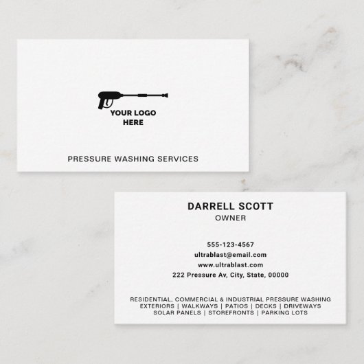 Druk op Wassen Voeg uw Logo toe Visitekaartje (Voorkant / Achterkant)