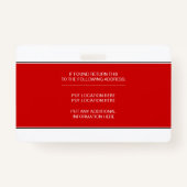 Druk op werknemer-ID rode fotosjabloon Badge (Achterkant)