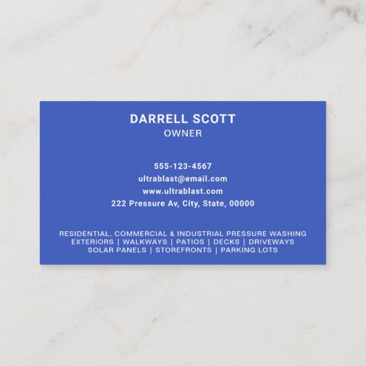 Druk Pistool waterverstuiver blauw Visitekaartje (Achterkant)