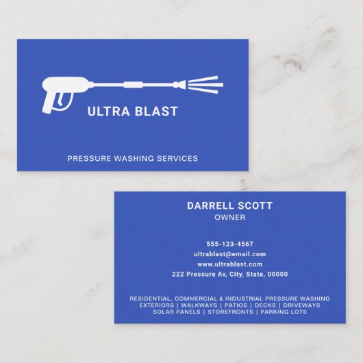 Druk Pistool waterverstuiver blauw Visitekaartje (Voorkant / Achterkant)