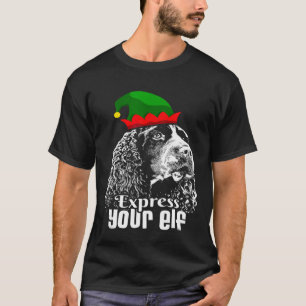 Druk uw Elf English Springer Spaniel Christma uit T-shirt