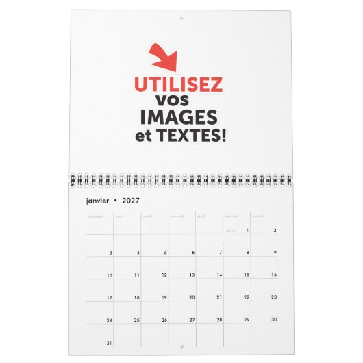 Druk uw ontwerpen online af in het Nederlands Kalender (Jan 2027)