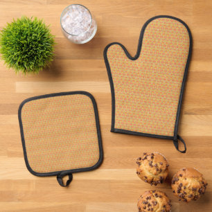 Druk uw Stijl met Levendig Sinaasappel en Geel uit Ovenwant & Pannenlap Set