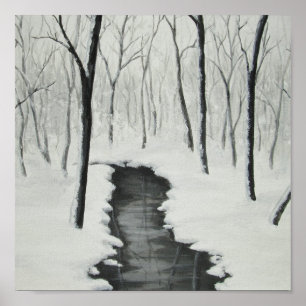 Druk van de Kunst van de Stroom van de winter de Poster
