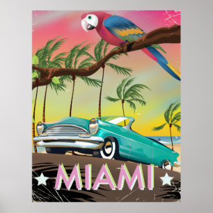 Druk van de Reis van Miami de vintage retro Poster