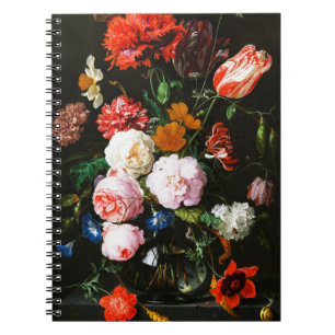 Druk van donkere, bloemige botanische kunst in ste notitieboek