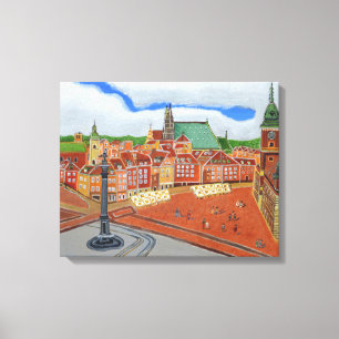 Druk van het Canvas van de Stad van Warshau de Afdruk