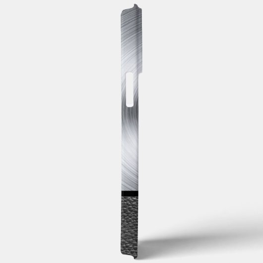 Druk van staal en zwart leder Case-Mate iPhone case (Achterkant / Rechts)