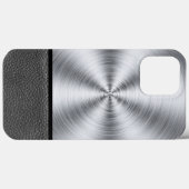 Druk van staal en zwart leder Case-Mate iPhone case (Achterkant (horizontaal))