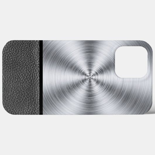 Druk van staal en zwart leder Case-Mate iPhone case (Achterkant (horizontaal))