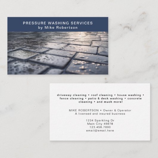 Druk Waskracht Wassen Huis Schoonmaken Modern Visitekaartje (Voorkant / Achterkant)