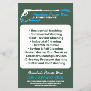 Druk Waskracht Wassen Professioneel groen Flyer
