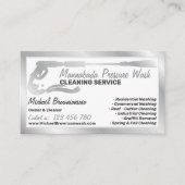 Druk Waskracht Wassen Reiniging Zilver Visitekaartje (Voorkant)