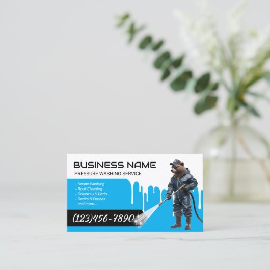 Druk wassen Beer Power Wash Cleaning Service Visitekaartje (Staand voorkant)