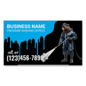 Druk Wassen Beer Power Washer House Cleaning Magnetisch Visitekaartje (Voorkant)