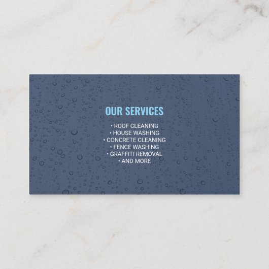 Druk wassen Blauw Power Wash House Reiniging Visitekaartje (Achterkant)