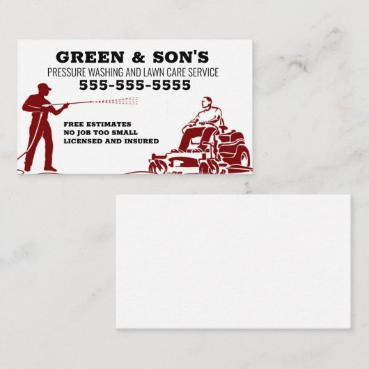 Druk wassen en Lawn Care Visitekaartje (Voorkant / Achterkant)
