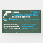 Druk wassen Groene Power Wash Cleaner Shop Spandoek (Horizontaal)