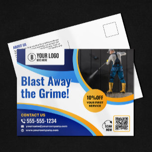 Druk Wassen Huis Raam Reiniging Power Wash Briefkaart