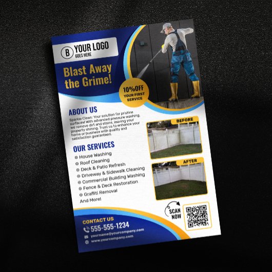Druk Wassen Huis Raam Reiniging Power Wash Flyer