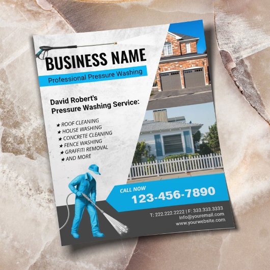 Druk wassen huis reiniging power wasmachine flyer