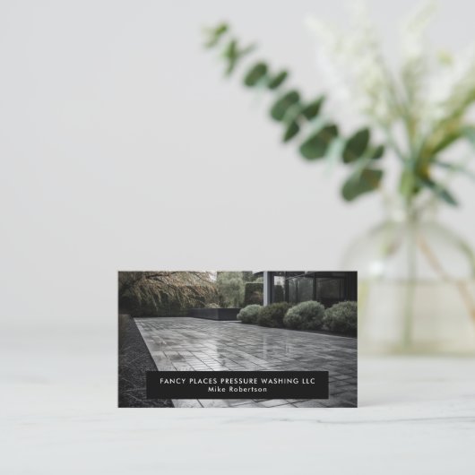 Druk wassen huis schoonmaken Power Wash Foto Visitekaartje (Staand voorkant)