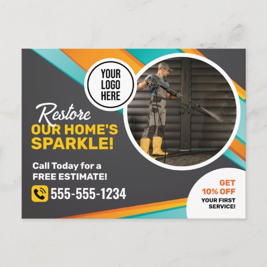 Druk wassen huis schoonmaken Power Wash Service Briefkaart (Voorkant)