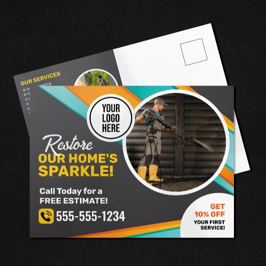 Druk wassen huis schoonmaken Power Wash Service Briefkaart