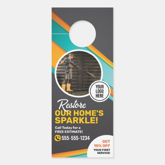 Druk wassen huis schoonmaken Power Wash Service Deurhanger (Voorkant)